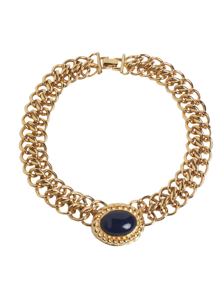 Blue and Gold Collar Necklace