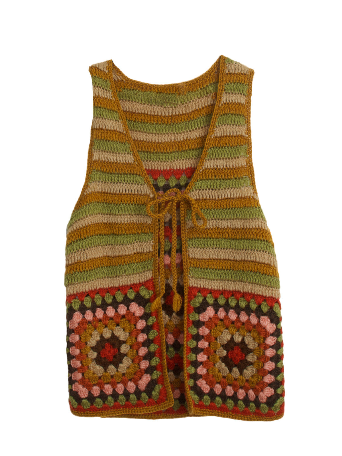 70s Afghan Crochet Boho Vest