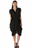 Black Metallic Textured Draped Dress