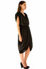 Black Metallic Textured Draped Dress