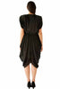 Black Metallic Textured Draped Dress