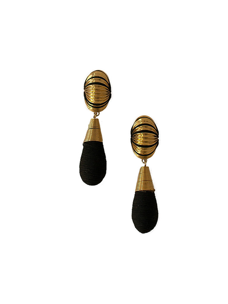 Black + Gold Torpedo Drop Earrings