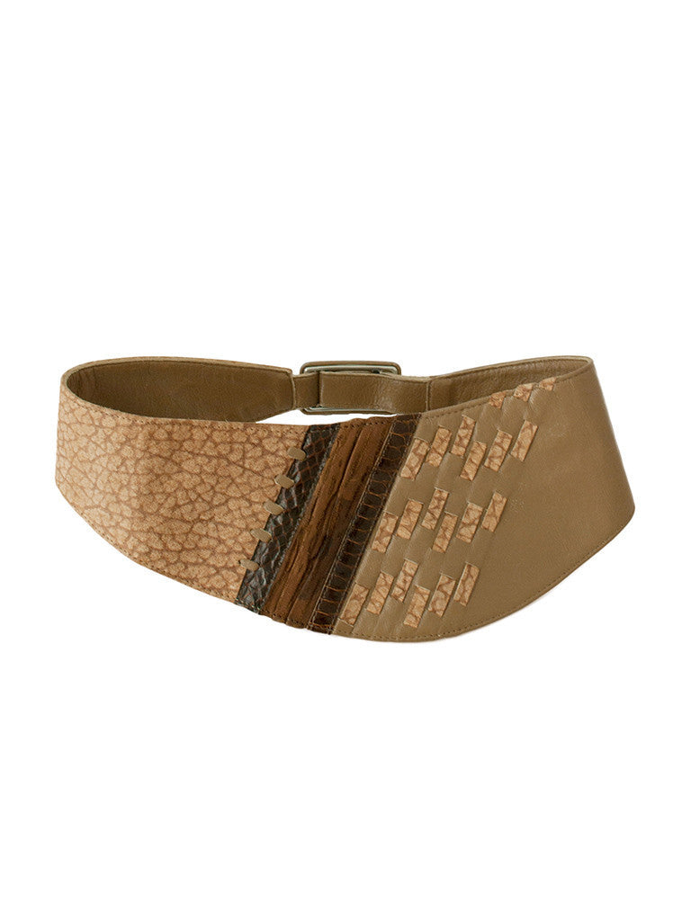 Asymmetrical Suede + Snakeskin belt