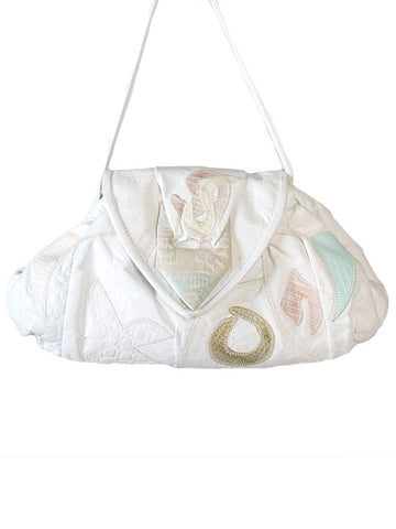 80s white pouch purse