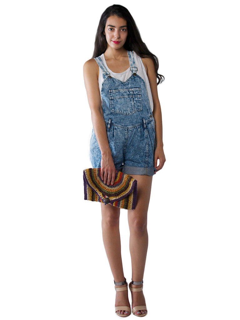 Acid Washed Overall Shorts